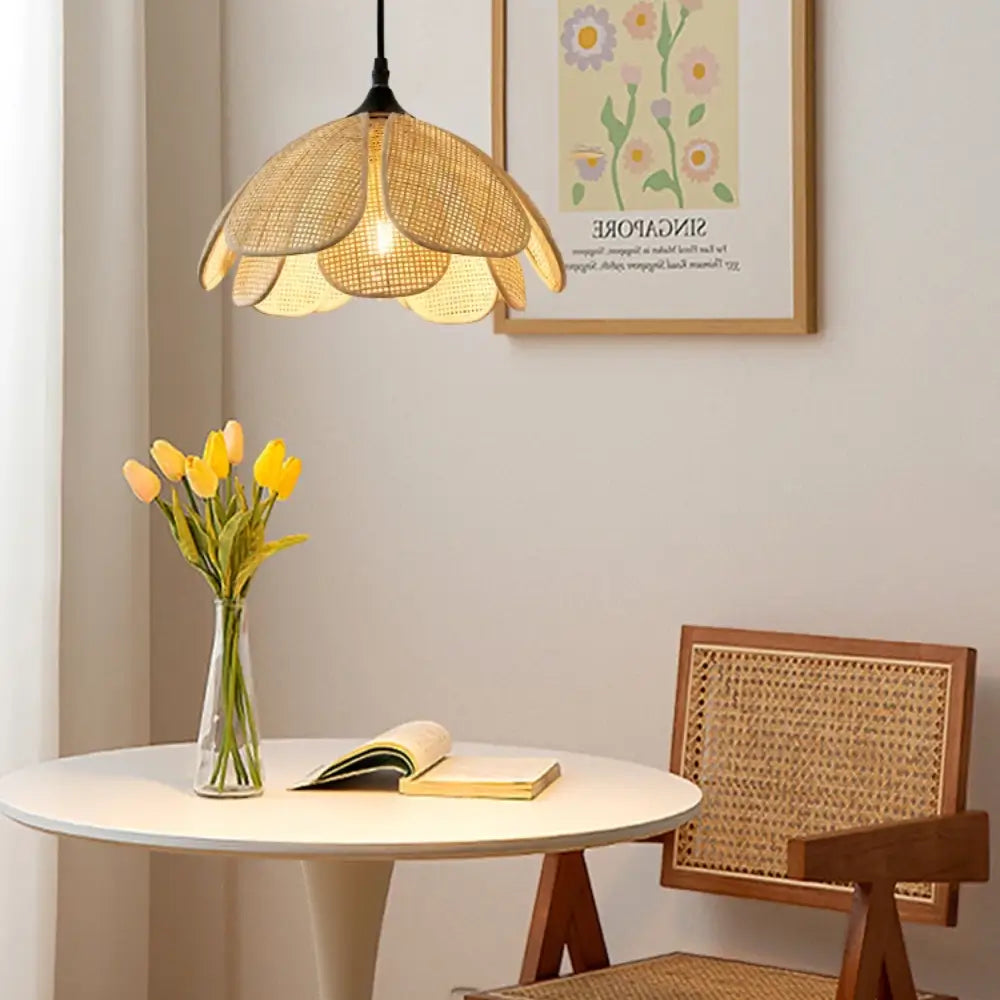 Lustre Pendente Estilo Japonês Rattan