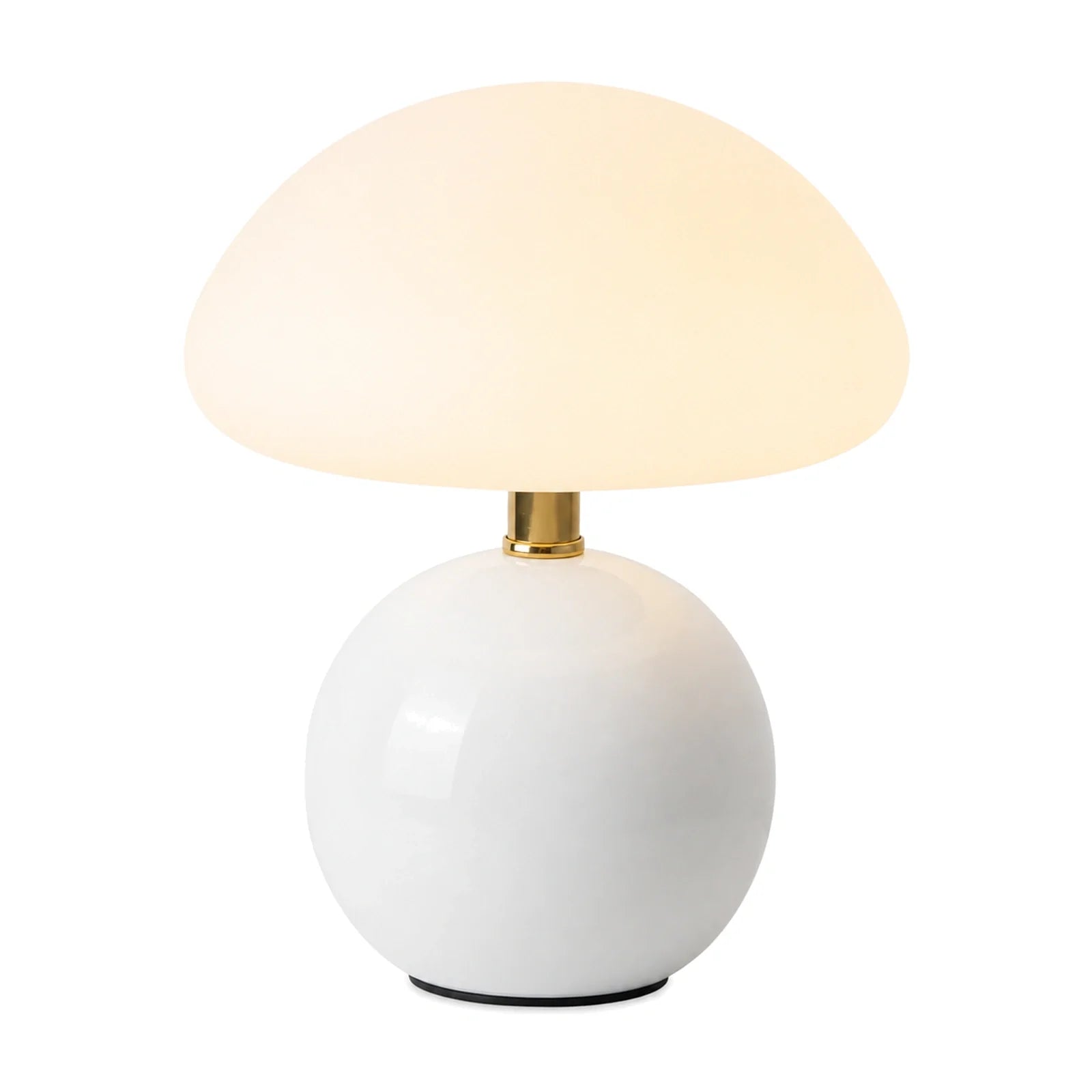 Abajur de Cerâmica Branco Luminária Cogumelo de Mesa em fundo branco