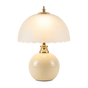Abajur Cogumelo de Cerâmica Creme Limoges em fundo branco