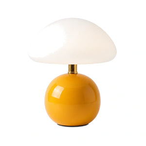 Abajur Cogumelo Laranja Luminária de Mesa de Design em fundo branco