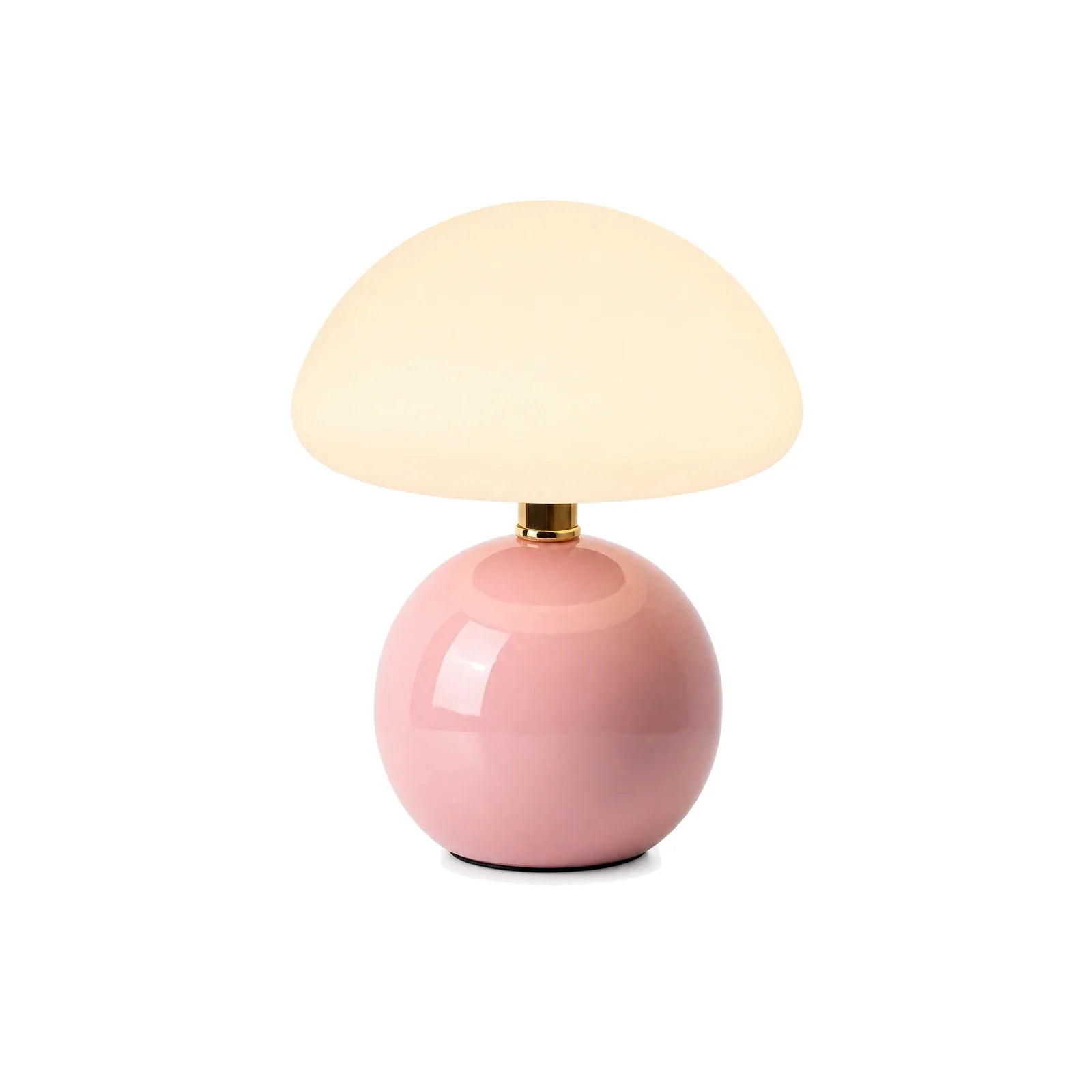 Abajur Cogumelo Rosa de Cerâmica Luminária de Mesa de Design em fundo branco