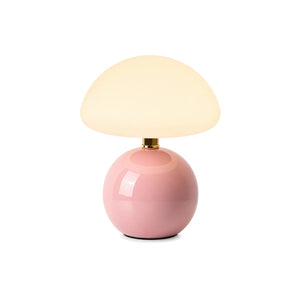 Abajur Cogumelo Rosa de Cerâmica Luminária de Mesa de Design em fundo branco
