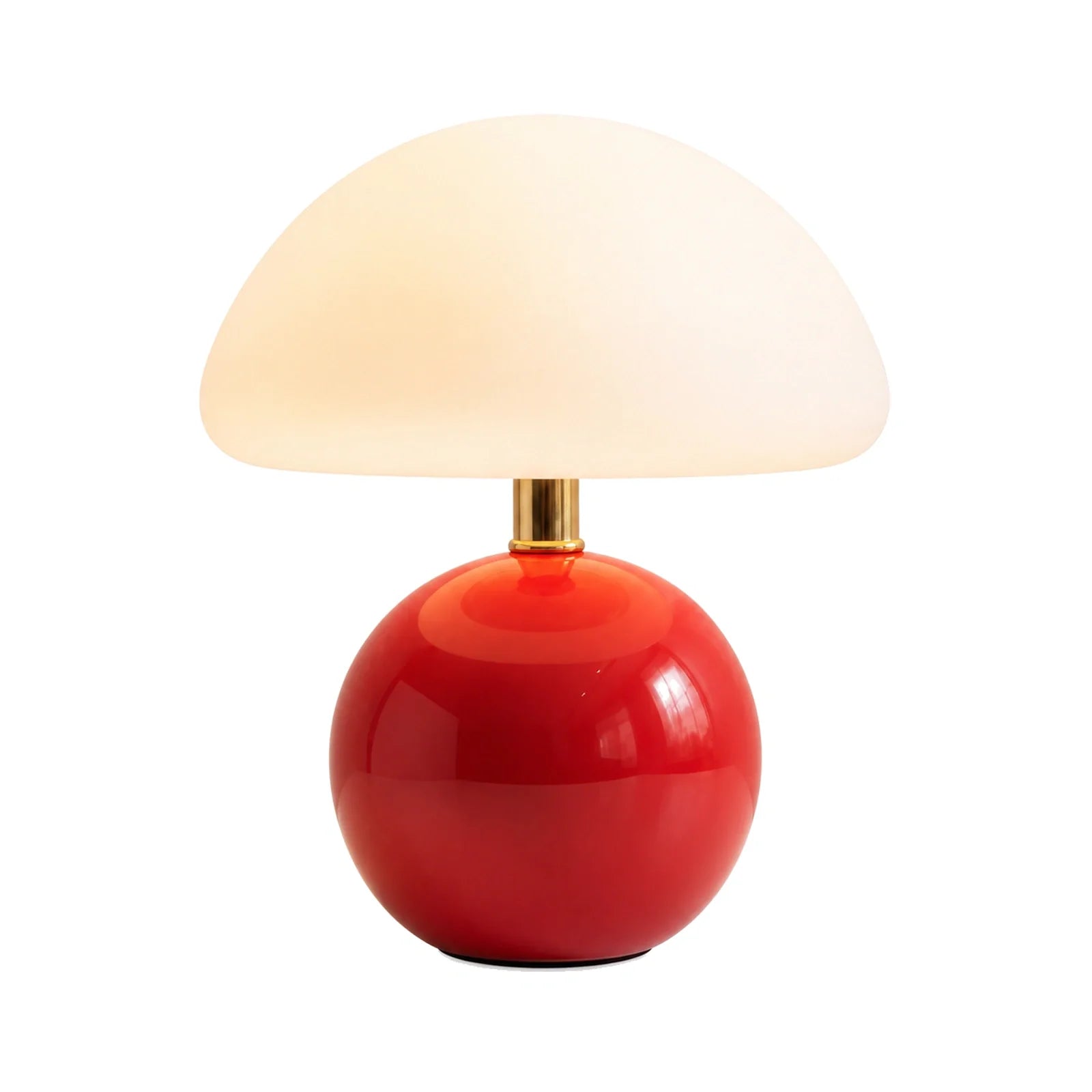 Abajur Cogumelo Vermelho em Cerâmica Luminária de Mesa Infantil e Decorativa em fundo branco