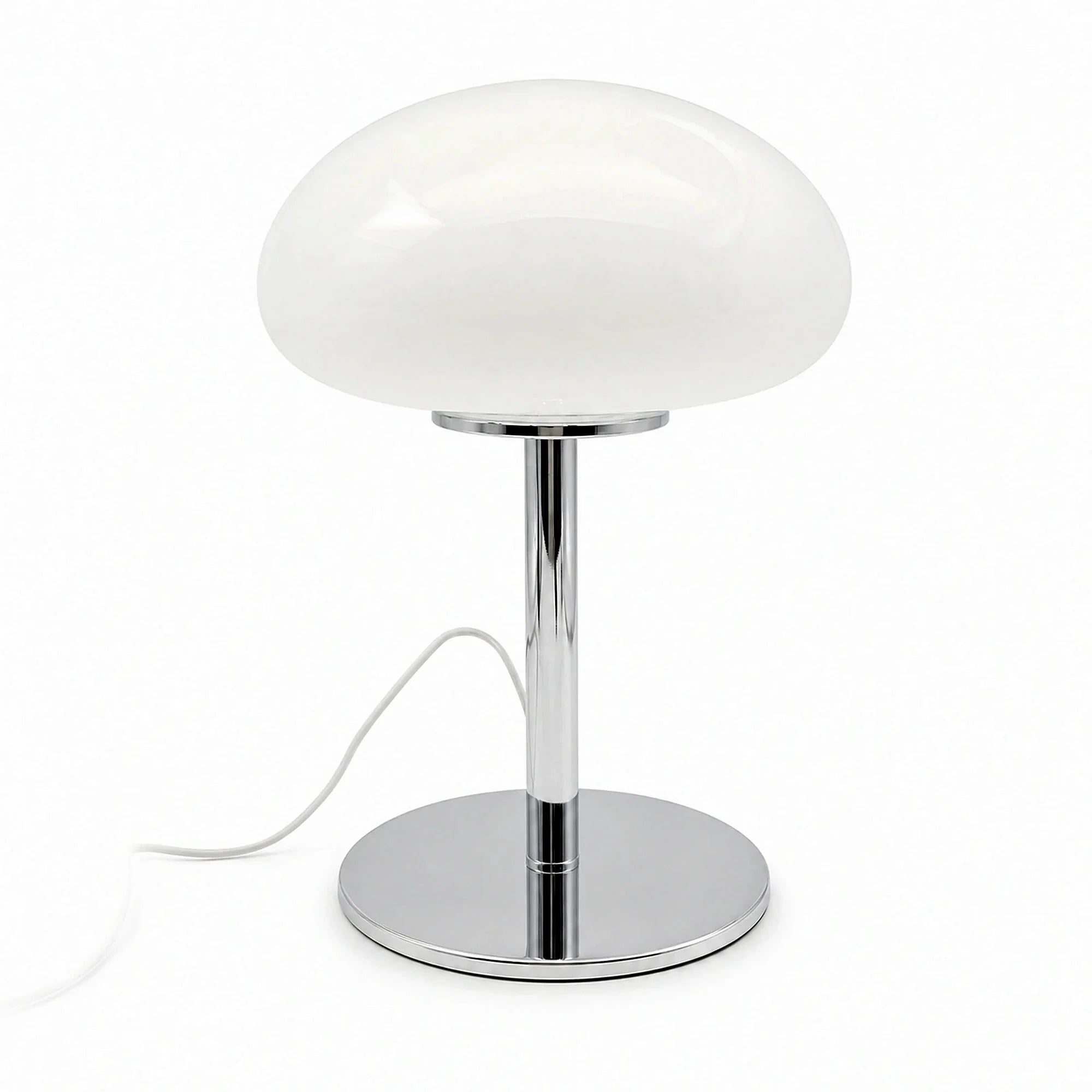 Abajur Cogumelo de Vidro LED USB Branco Alba em fundo branco