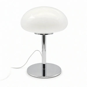 Abajur Cogumelo de Vidro LED USB Branco Alba em fundo branco