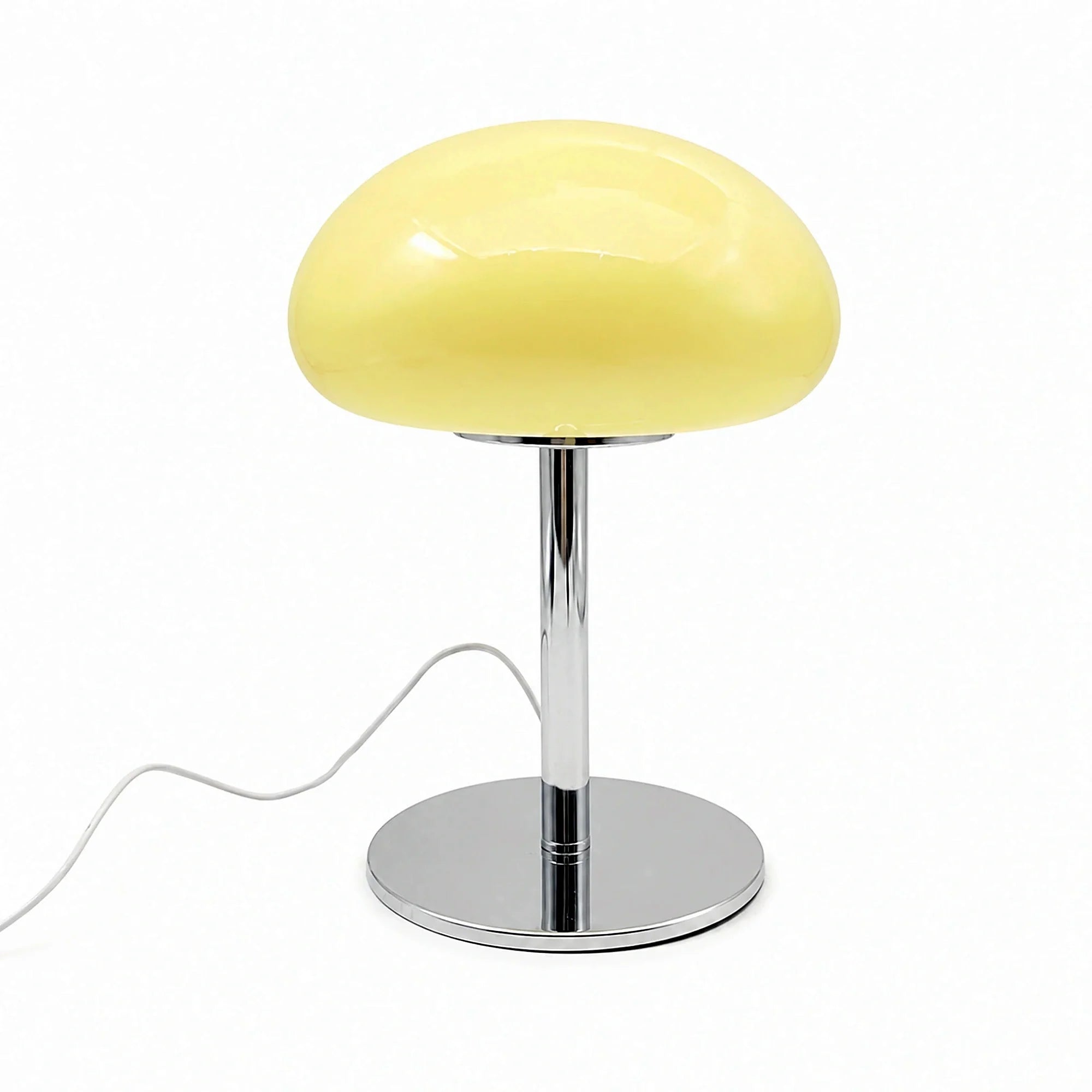 Abajur Cogumelo de Vidro LED USB Creme Solvi em fundo branco