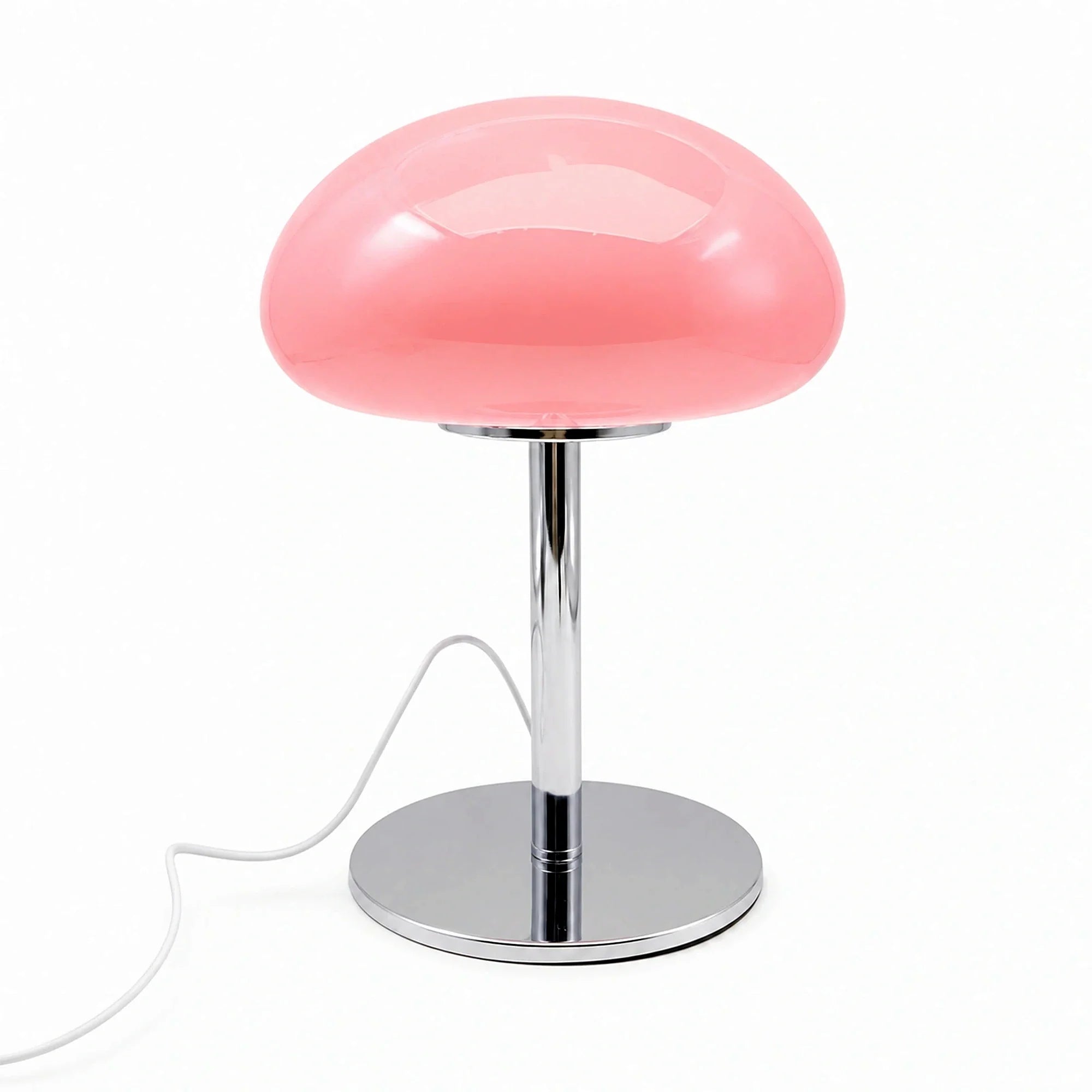 Abajur Cogumelo de Vidro LED USB Rosa Liv em fundo branco