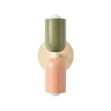 Arandela de Parede Dupla Macaron Fairy Verde e Rosa em fundo branco