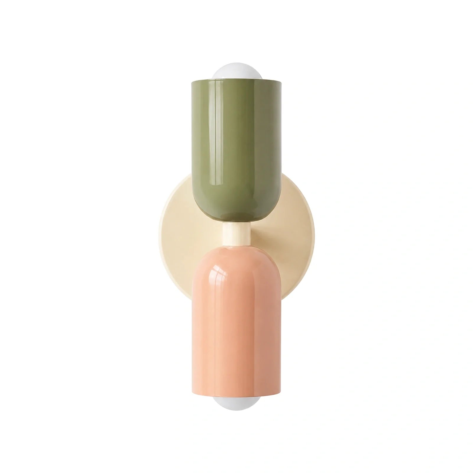 Arandela de Parede Dupla Macaron Fairy Verde e Rosa em fundo branco