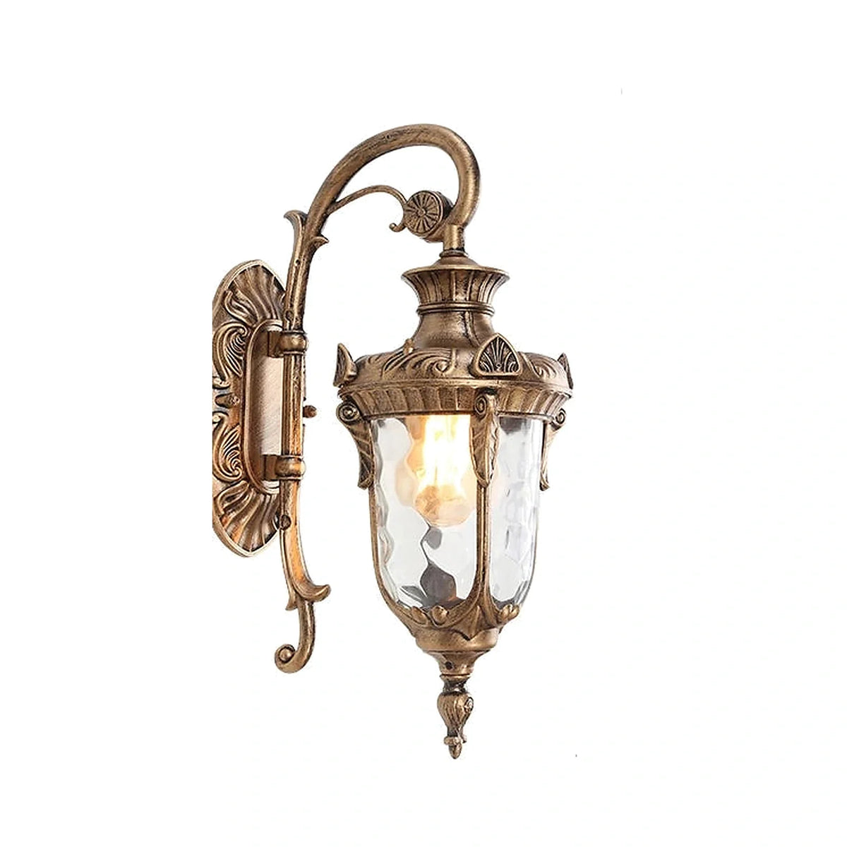 Arandela de Parede Externa Vidro Floral Retrô Bronze em fundo branco