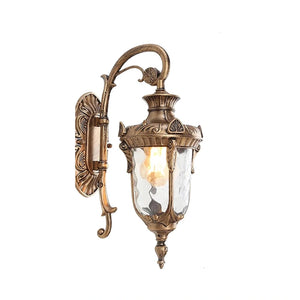 Arandela de Parede Externa Vidro Floral Retrô Bronze em fundo branco