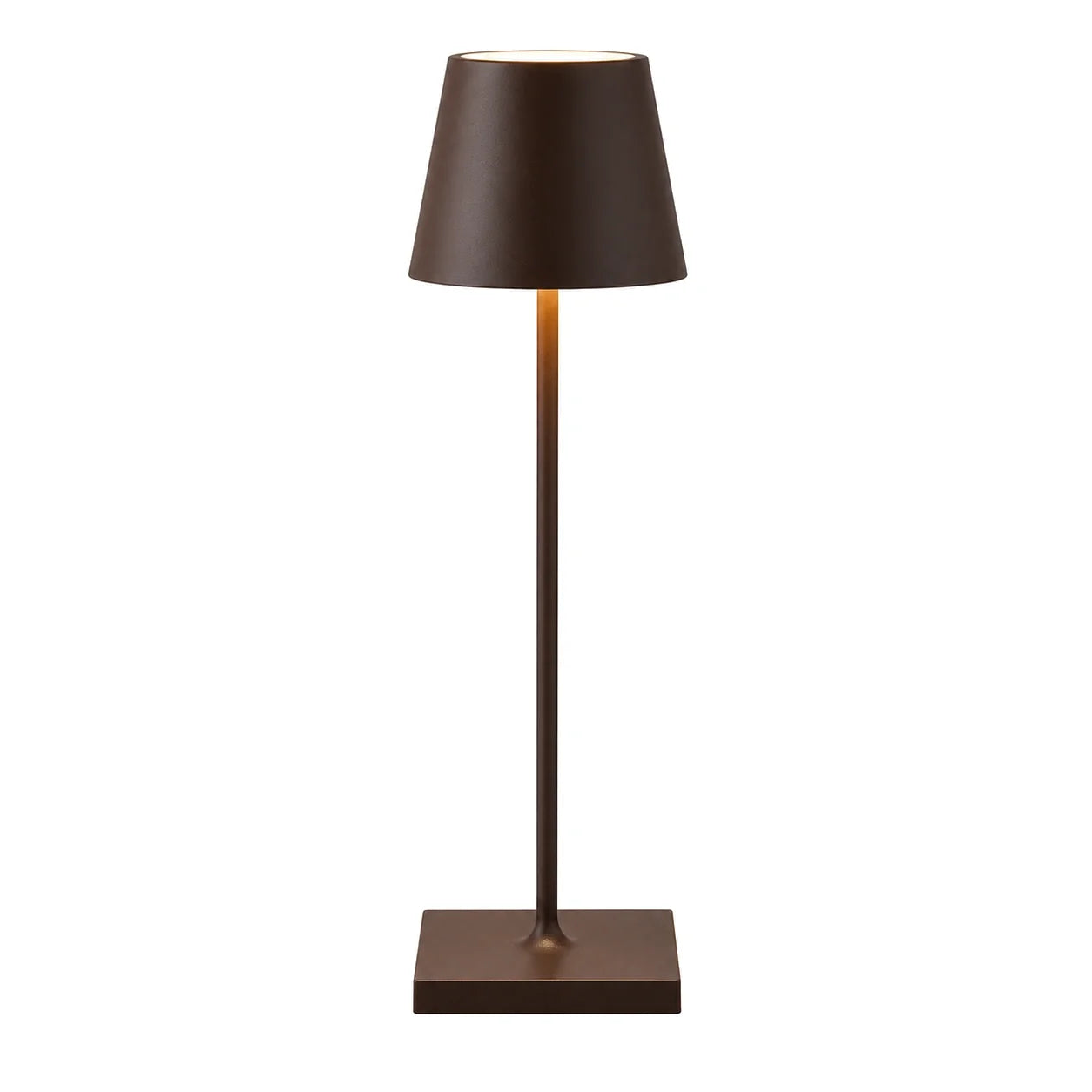 Luminária de Mesa de Design Marrom LED Portátil e Recarregável com fundo branco