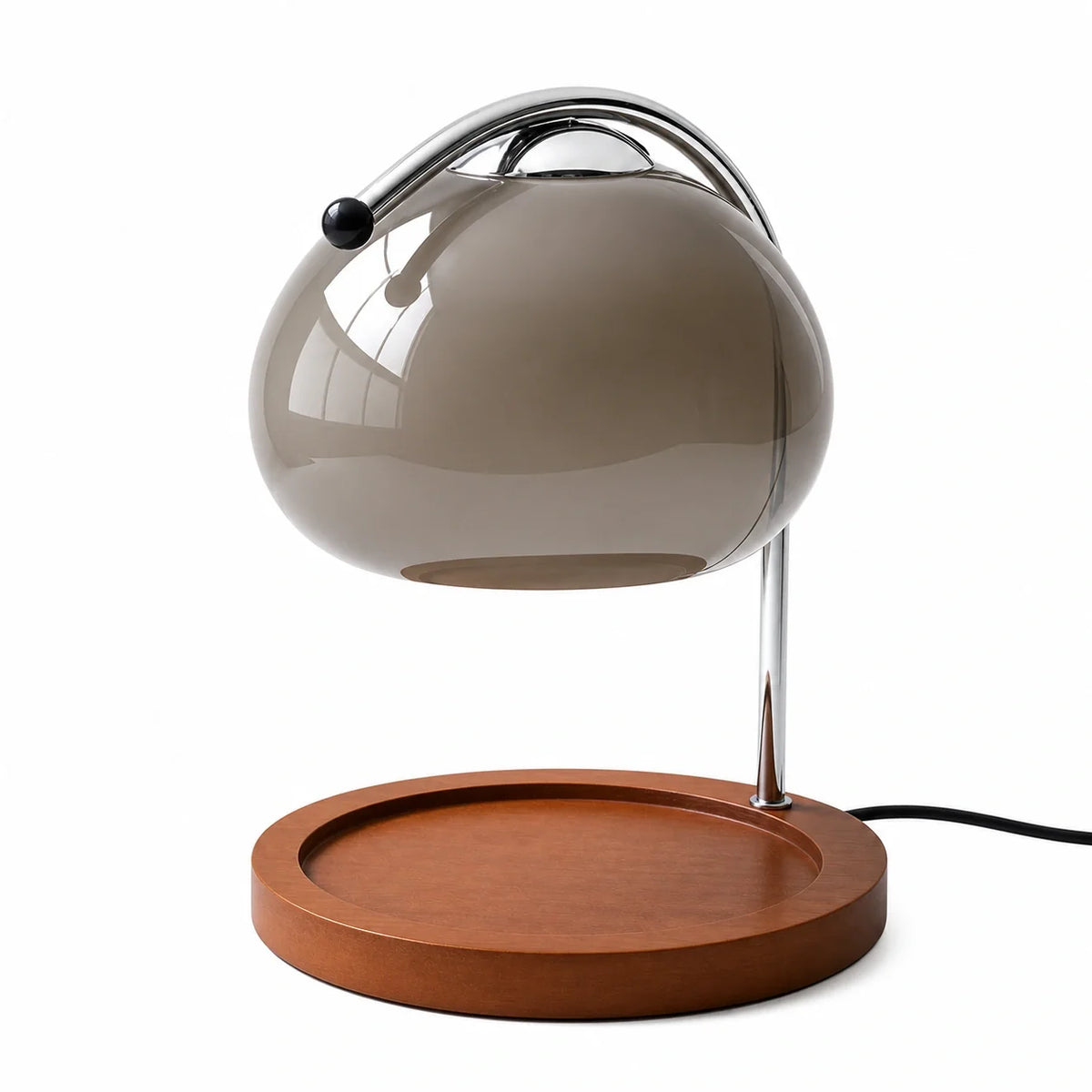 Luminária de Mesa Moderna Minimalista Vidro Aquecedora Radiant cinza com fundo branco