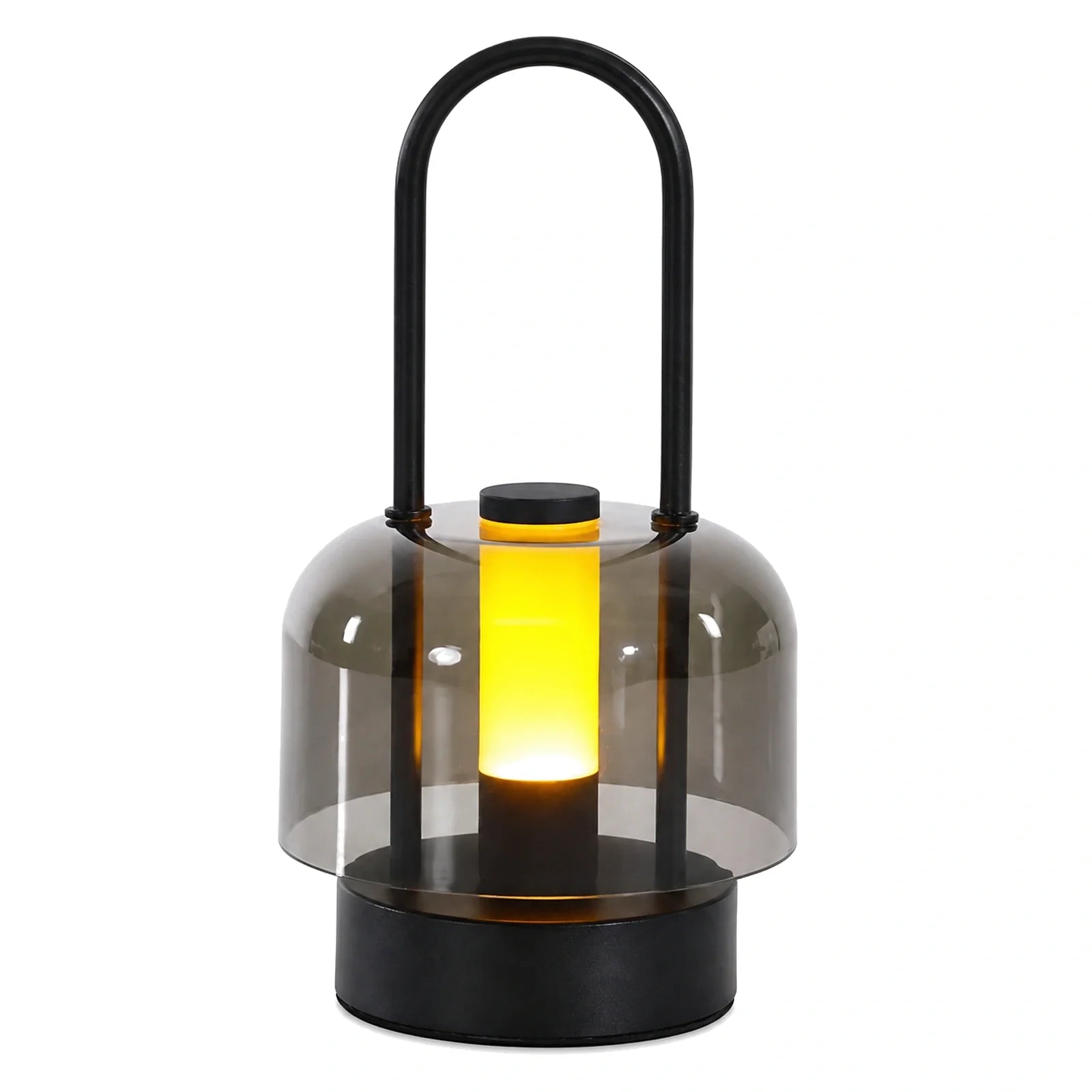 Luminária de Mesa Portátil CandleGlow Preta em fundo branco