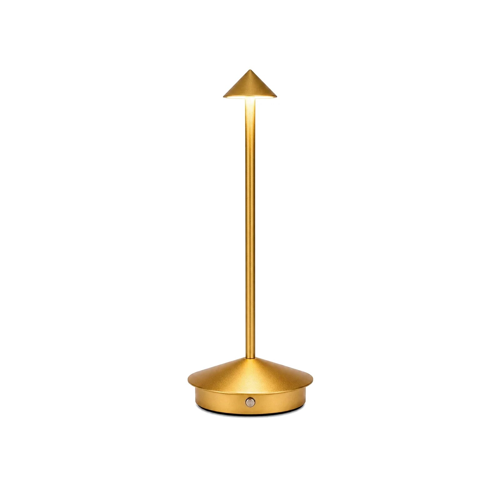 Luminária de Mesa Portátil sem Fio Dourada LED Recarregável com Dimmer em fundo branco
