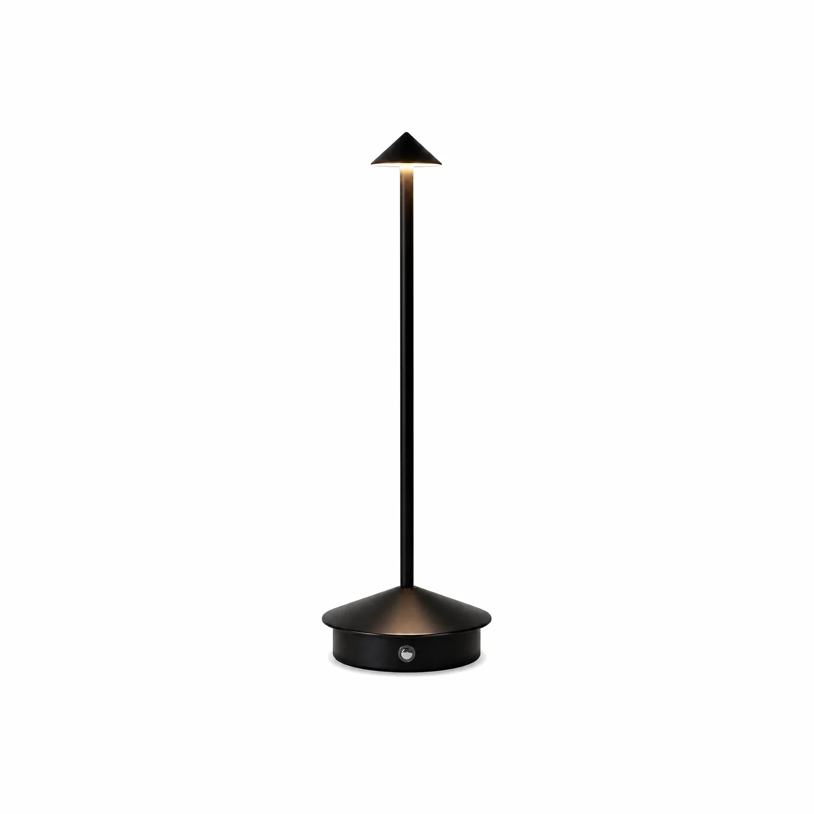 Luminária de Mesa Portátil sem Fio Preta LED Recarregável com Dimer em fundo branco