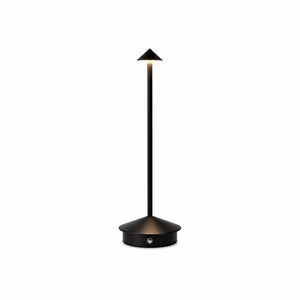 Luminária de Mesa Portátil sem Fio Preta LED Recarregável com Dimer em fundo branco
