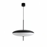 Luminária Pendente Disco Oval Ufo 30 cm preto com fundo branco