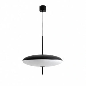 Luminária Pendente Disco Oval Ufo 30 cm preto com fundo branco