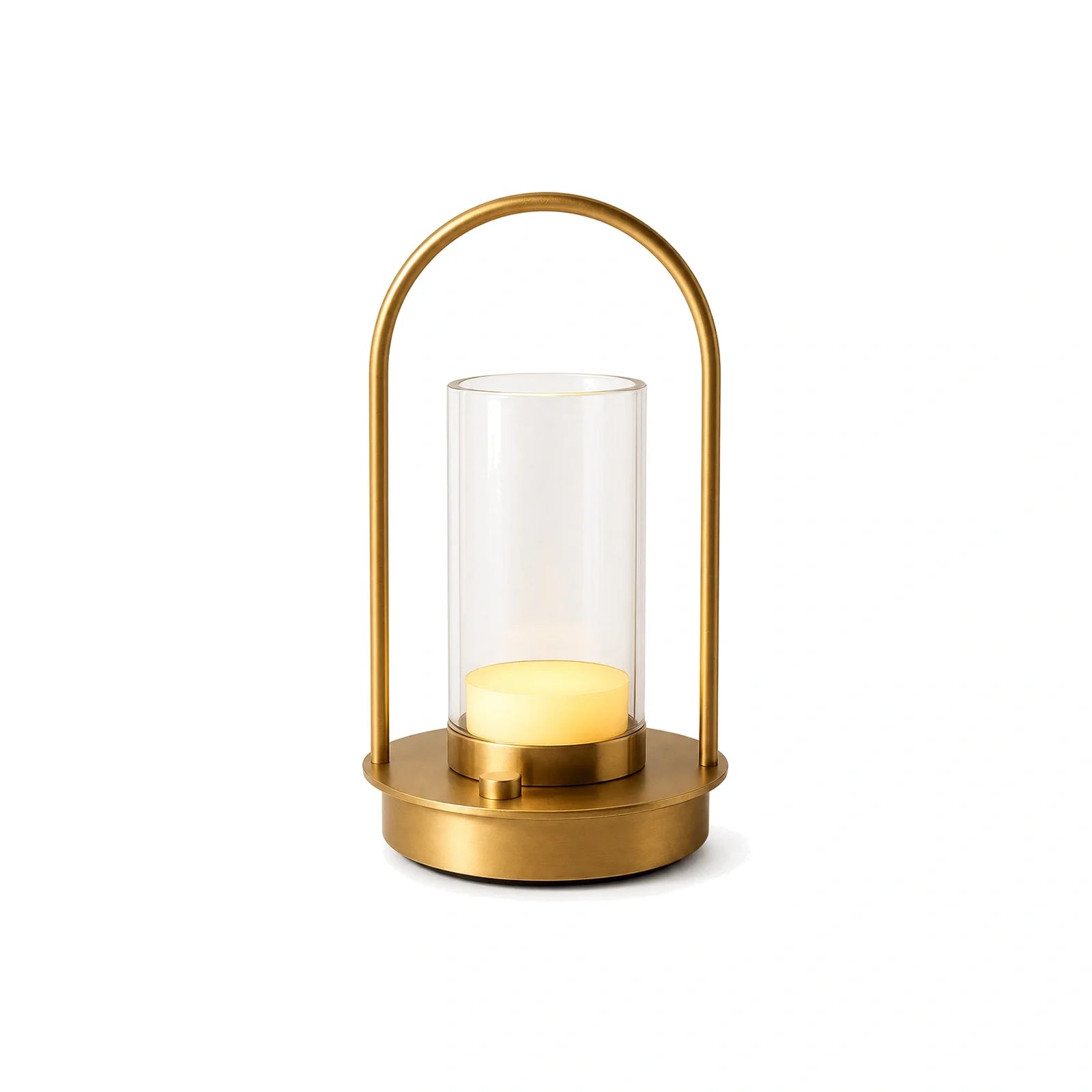 Luminária de Mesa Sem Fio Portátil Recarregável Shine Pro Dourado em fundo branco