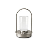 Luminária de Mesa Sem Fio Portátil Recarregável Shine Pro Prata em fundo branco
