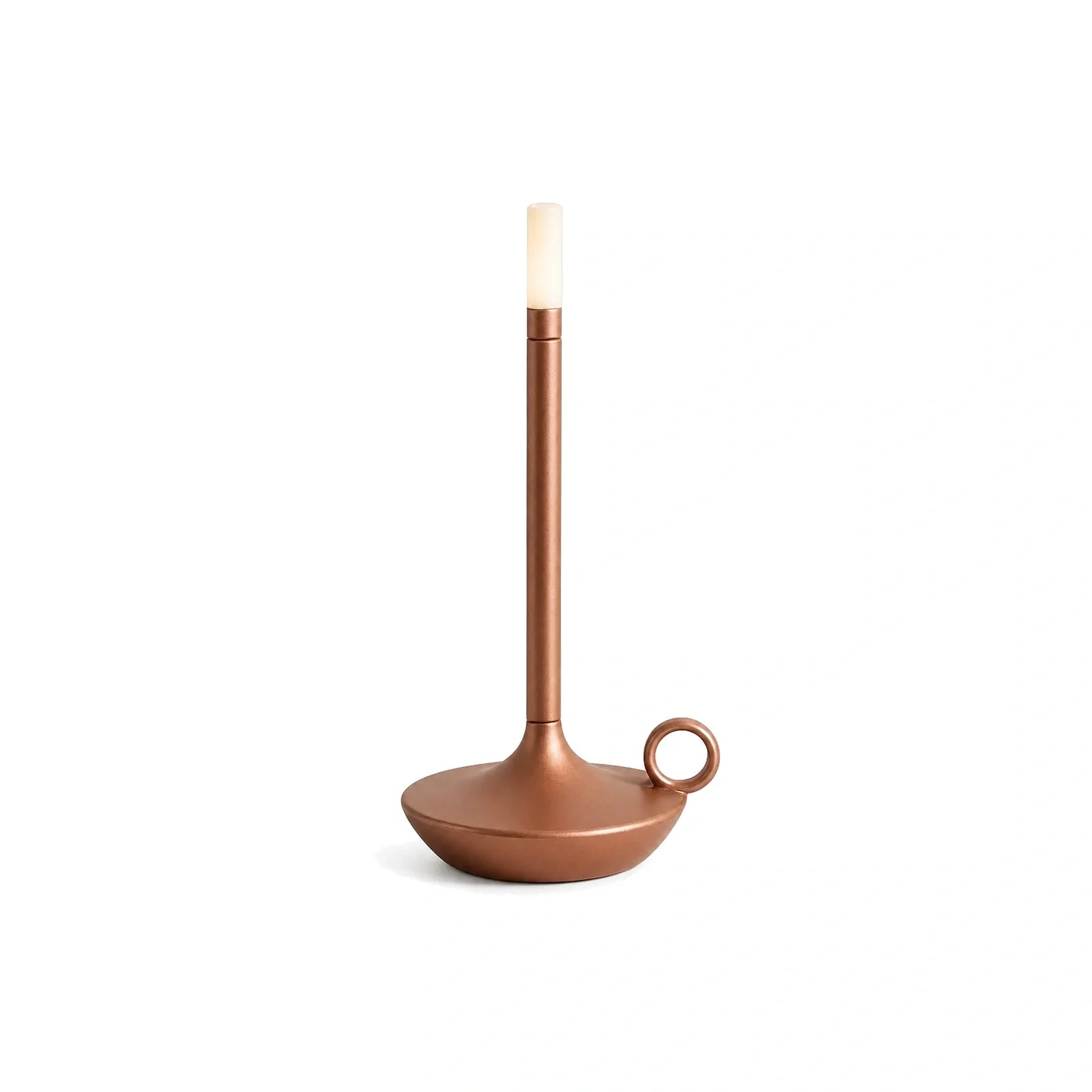 Luminária de Mesa Sem Fio Portátil Recarregável Wick Cobre em fundo branco