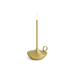 Luminária de Mesa Sem Fio Portátil Recarregável Wick Dourado em fundo branco