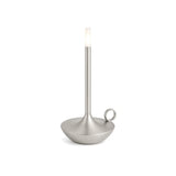 Luminária de Mesa Sem Fio Portátil Recarregável Wick Prata em fundo branco