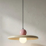 Lustre Pendente Estilo Francês Minimalista na cor rosa com disco creme.