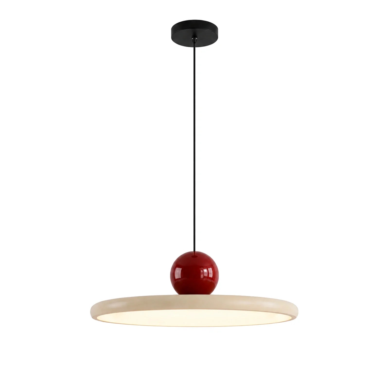Lustre Pendente LED Minimalista Disco Cannes Bege em fundo branco
