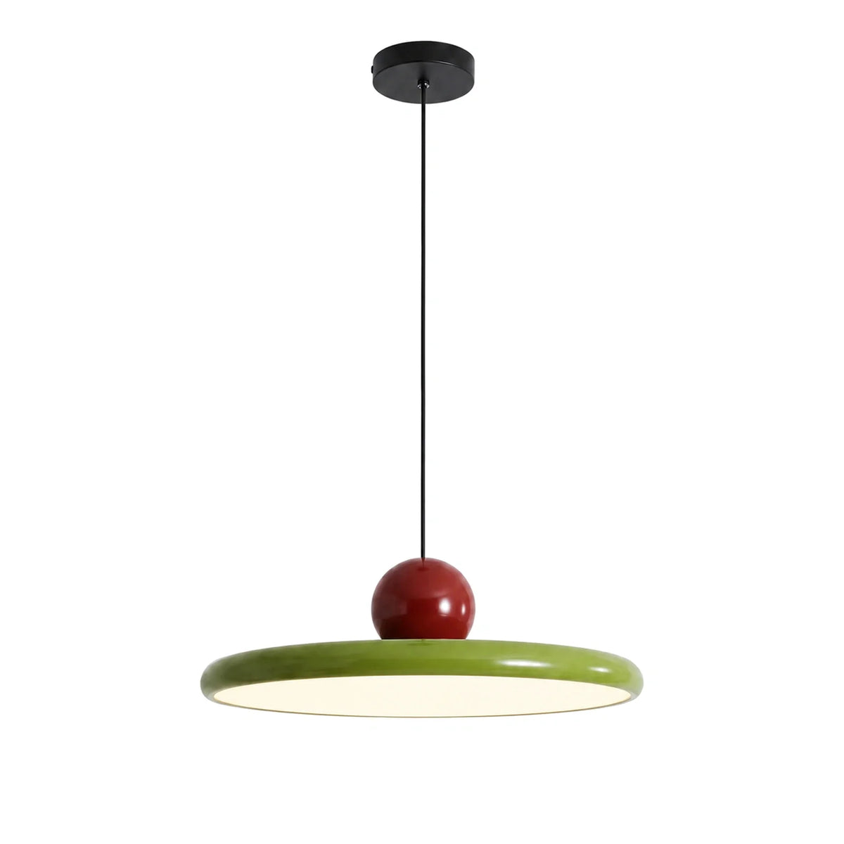 Lustre Pendente LED Minimalista Disco Cannes Verde em fundo branco