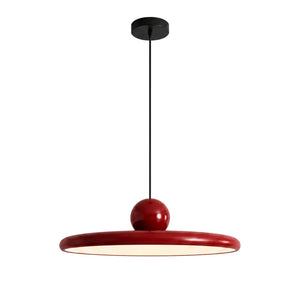 Lustre Pendente LED Minimalista Disco Cannes Vermelho em fundo branco