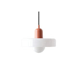 Lustre Pendente de Vidro Bauhaus Branco e Rosa em fundo branco