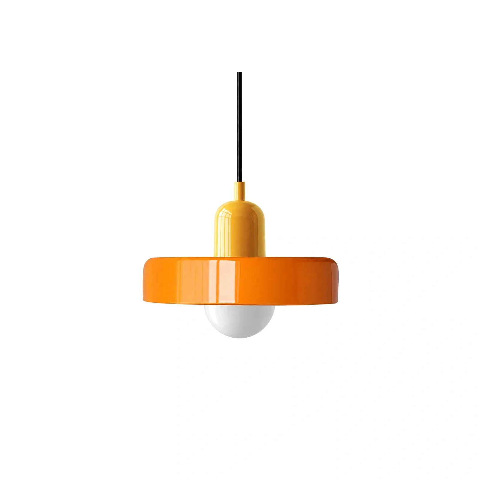 Lustre Pendente de Vidro Bauhaus Laranja e Amarelo em fundo branco