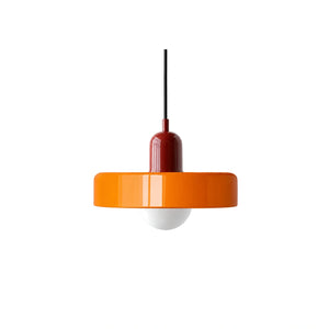 Lustre Pendente de Vidro Bauhaus Laranja e Vinho em fundo branco
