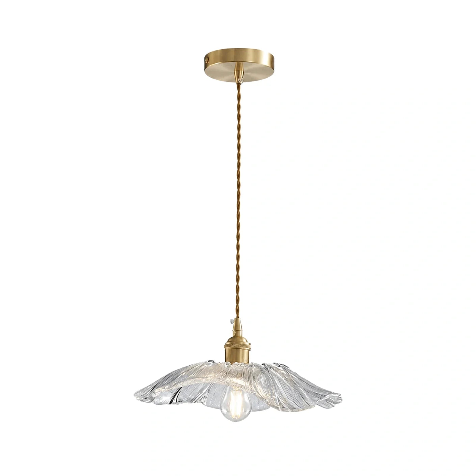 Lustre Pendente de Vidro Estilo Flor Onda de Cristal em fundo branco