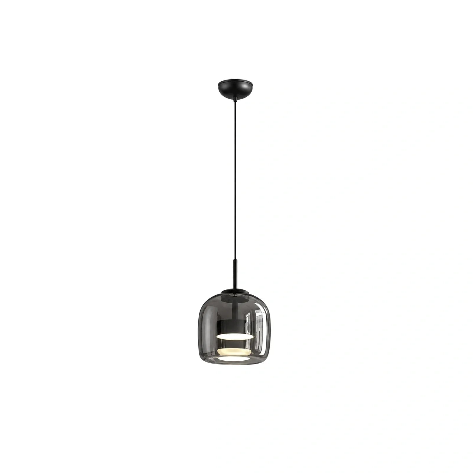 Lustre Pendente de Vidro Moderno LED Cinza 15cm em fundo branco
