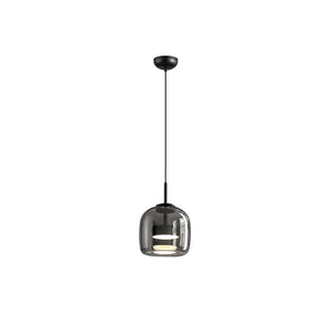 Lustre Pendente de Vidro Moderno LED Cinza 15cm em fundo branco