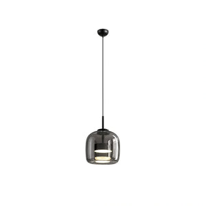 Lustre Pendente de Vidro Moderno LED Cinza 23cm em fundo branco