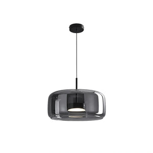Lustre Pendente de Vidro Moderno LED Cinza 33cm em fundo branco