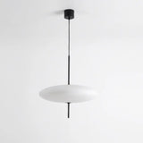 Pendente Disco Oval Ufo Branco 30cm, luminária minimalista de teto com luz suave ideal para quarto e mesa de cabeceira